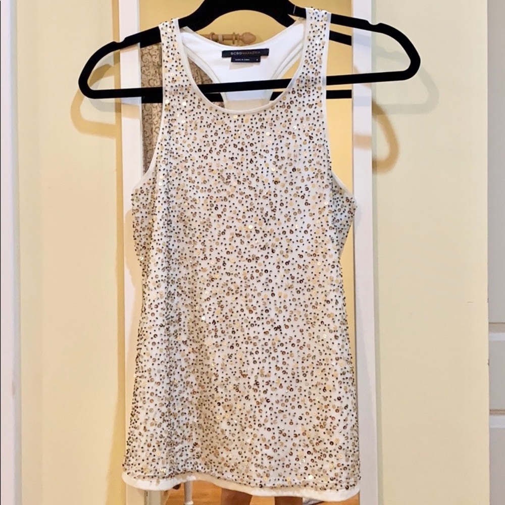 BCBGMAXAZRIA Sequin Sparkle Top
